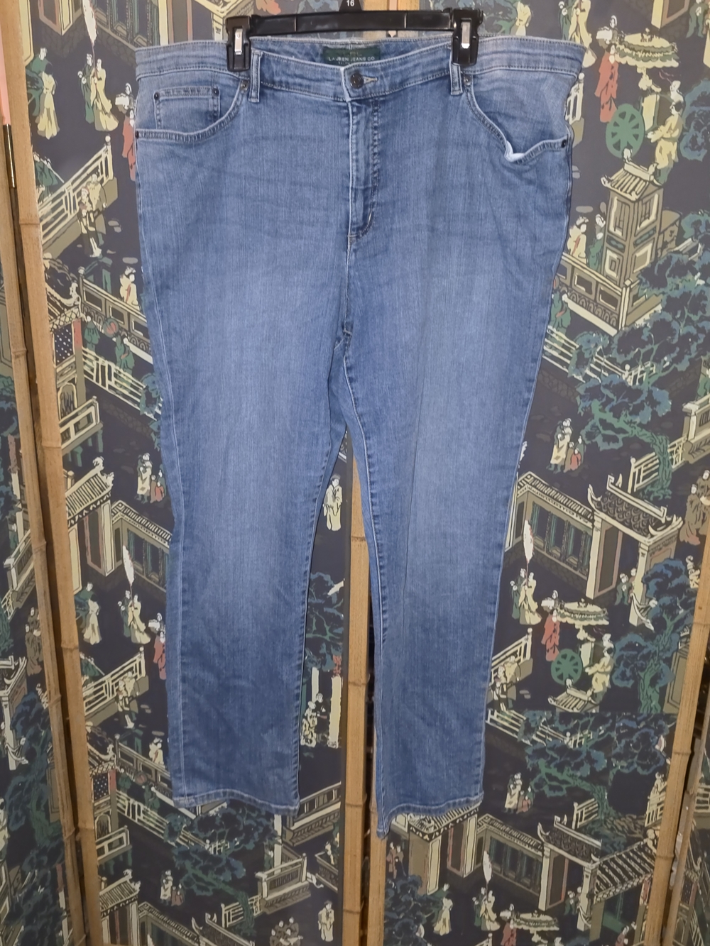 Lauren Jeans Co Premium Womens Denim Pants 20W Medium Wash Classic Slim Fit